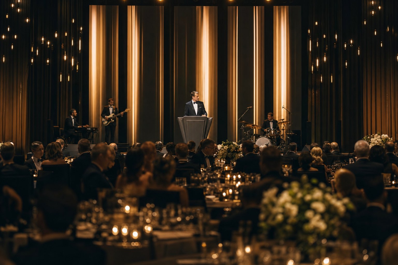 Agencja eventowa Piotrków Trybunalski — gala jubileuszowa ze złotą scenografią, prowadzącym i bandem na żywo